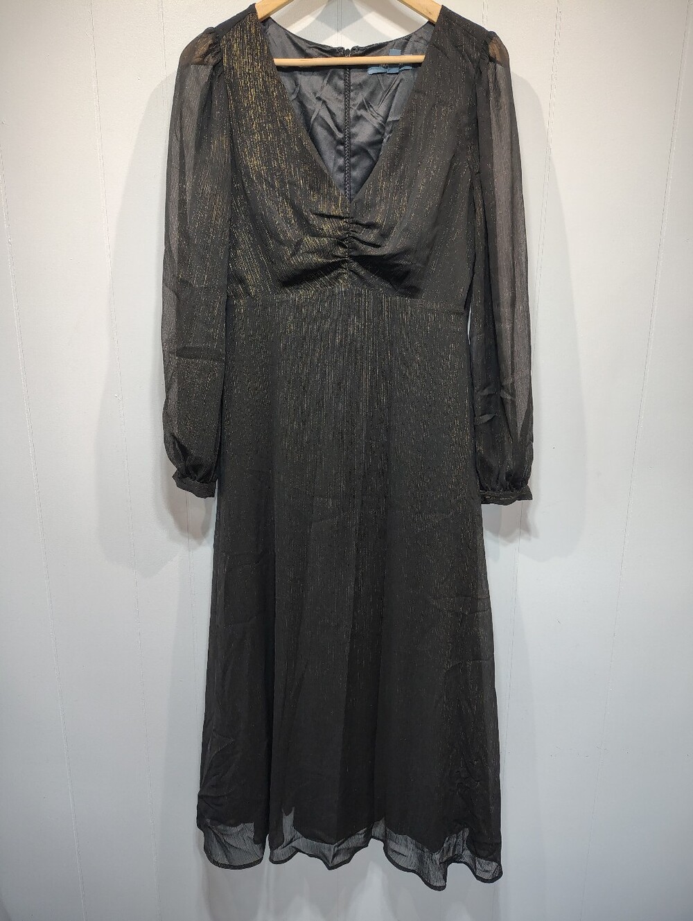 Modcloth Black Dress with Subtle Gold Overlay Size Medium Whimsygoth